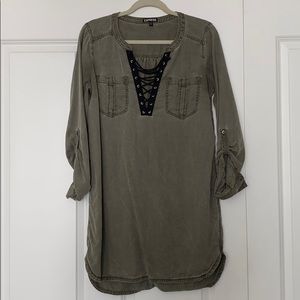 Express Long Sleeve Lace Up Dress